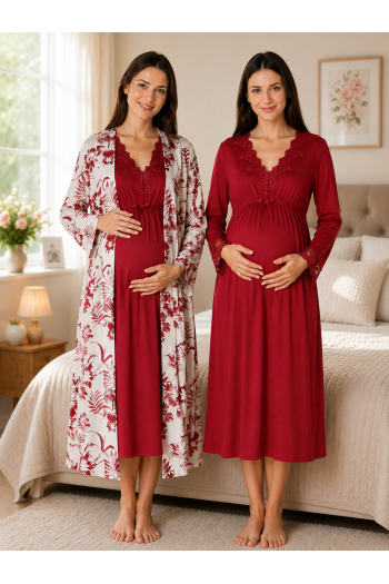 Effortt 8095 Vişne Lohusa Hamile Gecelik Sabahlık Effortt 8095 Vişne Lohusa Hamile Gecelik Sabahlık